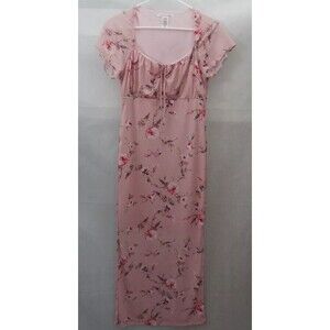 New! Caution to the Wind Dress Womens Sz S Pink Floral Long Milkmaid Side slit